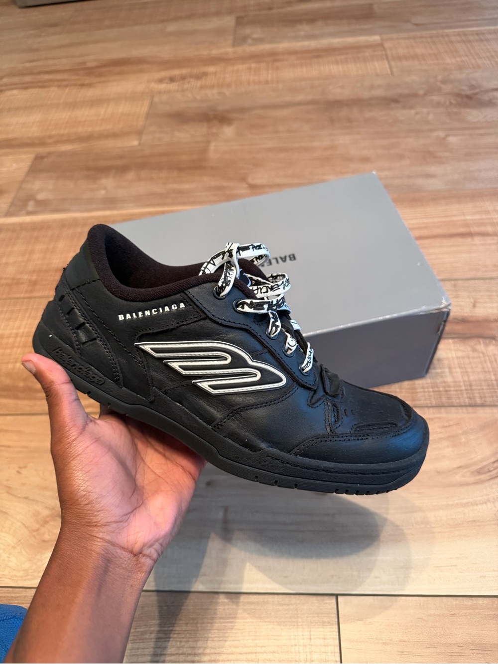 Balenciaga Men's Black Leather Trainer